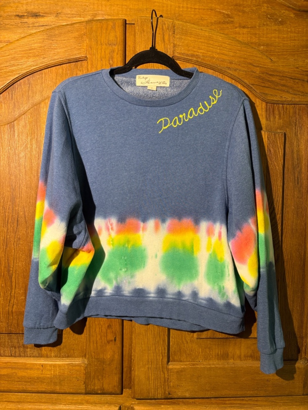 Vintage Havana Blue 'Paradise' Tie-Dye Pullover Sweatshirt